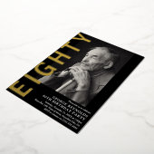 モダンEIGHTY 写真 80歳の誕生日パーティー 箔招待状 (回転した状態)