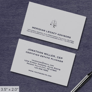 モダンEstate Planning Justice Scaleロゴ 名刺