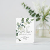 モダンeucalyptus日付発表の変更 名刺 (スタンド正面)