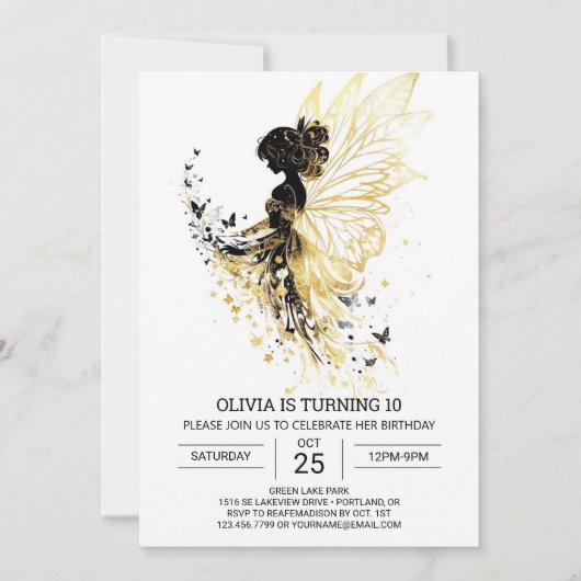 モダンFairycore誕生日パーティー 招待状 (正面)