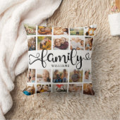 モダンFamily Script 20 Photo Collage Chic スタイリッシュ クッション (ブランケット)