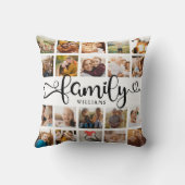 モダンFamily Script 20 Photo Collage Chic スタイリッシュ クッション (裏面)
