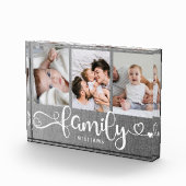 モダンFamily Script Collage Linen 3フォトブロック フォトブロック (右)