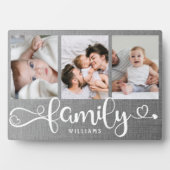 モダンFamily Script Collage Linen 3フォトブロック フォトプラーク (正面)