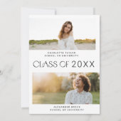 モダンFeteミニマル Photo Double卒業式パーティー 招待状 (裏面)