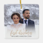 「モダンFirst As Mr & Mrs.」写真クリスマスツリー セラミックオーナメント (正面)
