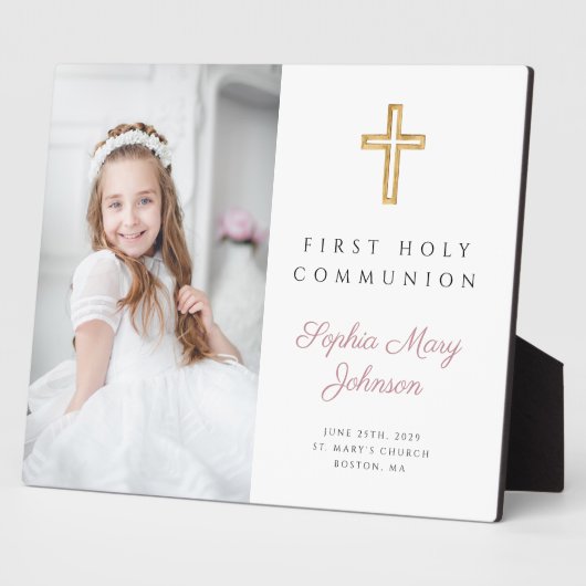モダンFirst Communion Girlの写真 フォトプラーク (側面)