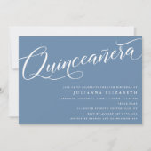 モダンFlriish Script, "キンセアニェラ", Dusty Blue 招待状 (正面)