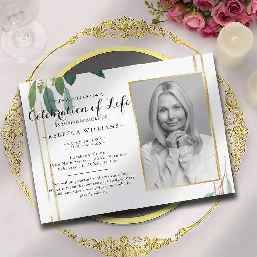 モダンFoliage Botanical Photo Lifeお祝い 招待状