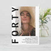 モダンFORTYフォト40歳の誕生日パーティー招待状 招待状 (スタンド正面)