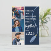 モダンFriends卒業パーティー写真コラージュ 招待状 (スタンド正面)