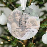 「モダンFRIENDS」は写真のクリスマ最高のス・オルナ オーナメント<br><div class="desc">友人は家族と同じくらい大切だ！この美しくデザインされた2枚の写真のクリスマスオーナメントを使用して、あなたの兄弟に彼らがどの程度意味するかを知らせなさい。2つのお気に入りの写真、白いオーバーレイ、文字「友達はザ最高のイ」、名前/sと甘い引用文。すべての文字はカスタマイズ提供されたテンプレートを簡単に使用する。</div>