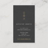 モダンGemstone Trioロゴ縦ダークグレー 名刺 (裏面)