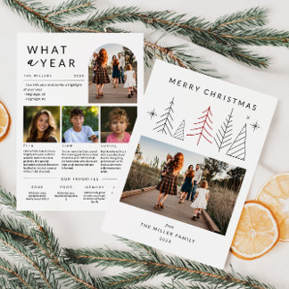 モダンGeometric Christmas Photo Year In Review シーズンカード