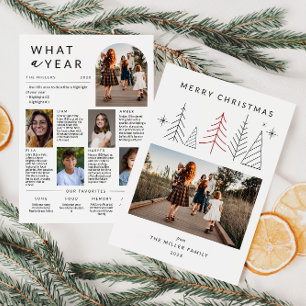 モダンGeometric Christmas Photo Year In Review シーズンカード
