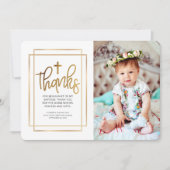 モダンGeometric Cross Photo Baptism Thank You サンキューカード (正面)