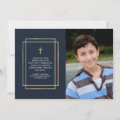 モダンGeometric Cross Photo Communion サンキューカード (正面)