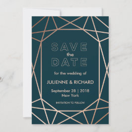モダンGeometric Diamond Wedding Save the Date セーブザデート