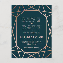 モダンGeometric Diamond Wedding Save the Date 案内ポストカード