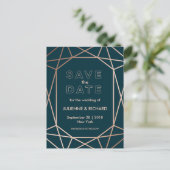 モダンGeometric Diamond Wedding Save the Date 案内ポストカード (スタンド正面)