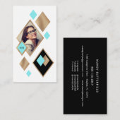 モダンGeometric Diamonds写真とソーシャルメディア 名刺 (正面/裏面)