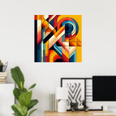 モダンGeometric Fusion -抽象芸術カラーブロックアート ポスター (ホームオフィス)