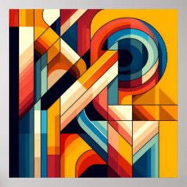 モダンGeometric Fusion -抽象芸術カラーブロックアート ポスター