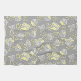 モダンGeometric Gemsパターングレーと黄色 キッチンタオル