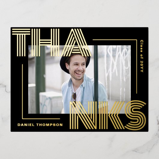 モダンGeometric Graduation Thank Youポストカード 箔シーズンポストカード (正面)