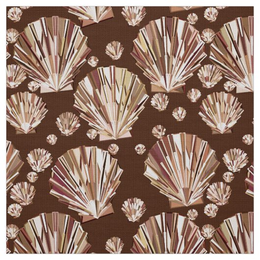モダンGeometric Seashells、TanおよびDark Brown ファブリック (見本)