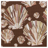 モダンGeometric Seashells、TanおよびDark Brown ファブリック (クローズアップ)