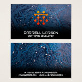 モダンGeometric Techロゴ | 青い回路基板 (正面&裏面)