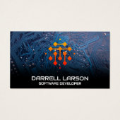 モダンGeometric Techロゴ | 青い回路基板 (正面)