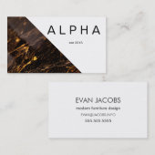 モダンGeometricGoldおよびBlack Marble Background 名刺 (正面/裏面)