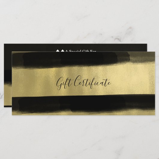 モダンGlam Blackと金ゴールドギフト絵を描証明書 (正面/裏面)