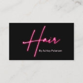 モダンglam pink neon hair script logo qrコード 名刺 (正面)