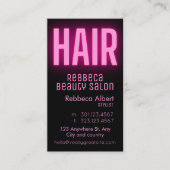 モダンglam pink neon hair script logo qrコード 名刺 (正面)