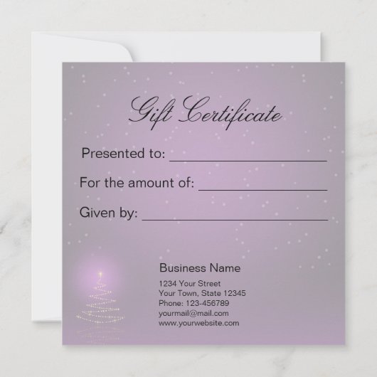 モダンGleamy Christmas Tree Gift Certificate (裏面)
