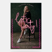 モダンGlow Script Pink Neon Wavy Graduate写真 アクリルサイン (正面)