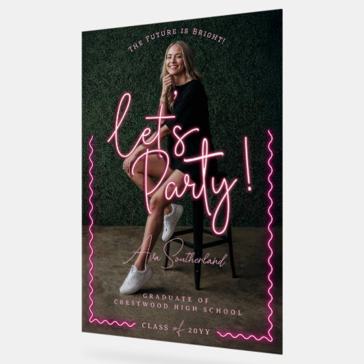 モダンGlow Script Pink Neon Wavy Graduate写真 アクリルサイン (傾斜)