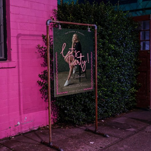 モダンGlow Script Pink Neon Wavy Graduate写真 アクリルサイン