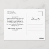 モダンGolden Burgundy Marble結婚's Thank You ポストカード (裏面)