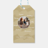 モダンGolden Christmas Wishes家族写真 ギフトタグ (正面)