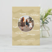 モダンGolden Christmas Wishes家族写真 シーズンカード (スタンド正面)