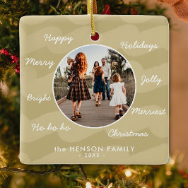 モダンGolden Christmas Wishes家族写真 セラミックオーナメント