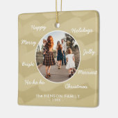 モダンGolden Christmas Wishes家族写真 セラミックオーナメント (左)