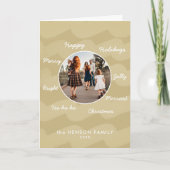 モダンGolden Christmas Wishes家族Photo Holida シーズンカード (正面)