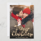 モダンGolden SparkleクリスマスフォトQRコード シーズンカード (正面)