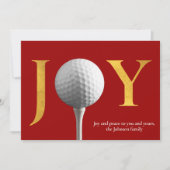 モダンGolf Joy & Peace Red Christmas Photo シーズンカード (正面)