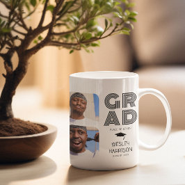 モダンGRAD 4枚フォトコラージュ 卒業 コーヒーマグカップ
